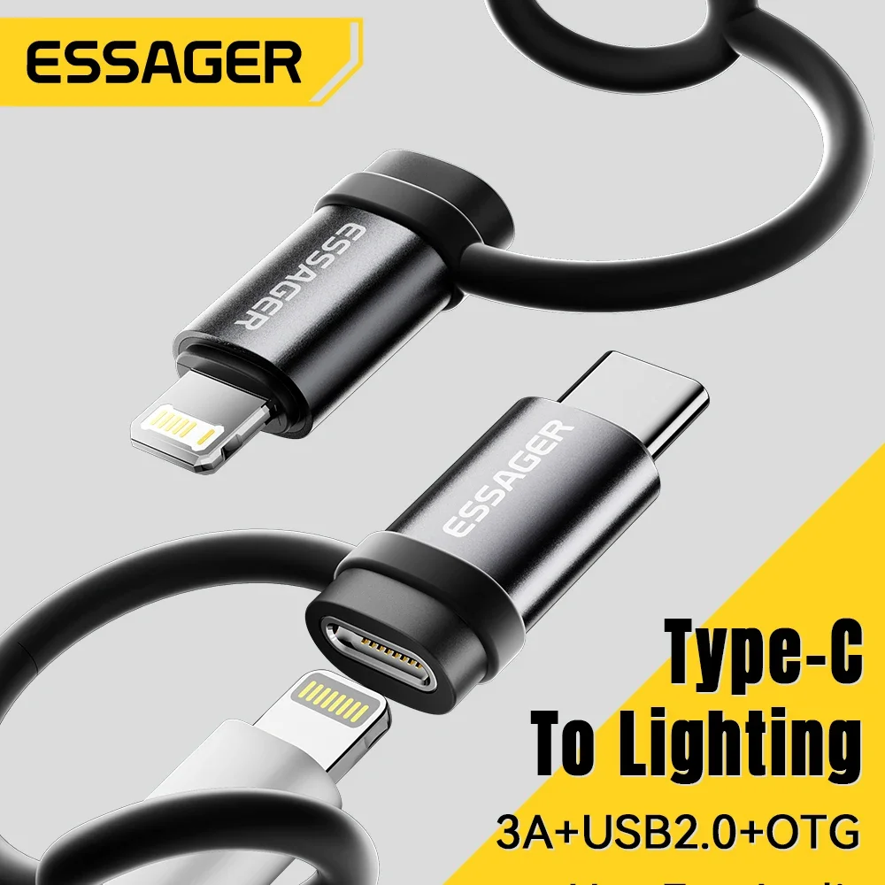 Adaptador Essager de Lightning a USB C, Carga Rápida 3A OTG para iPhone 15 XR Pro, Conector de Tipo C a Lightning para iPhone, Convertidor OTG