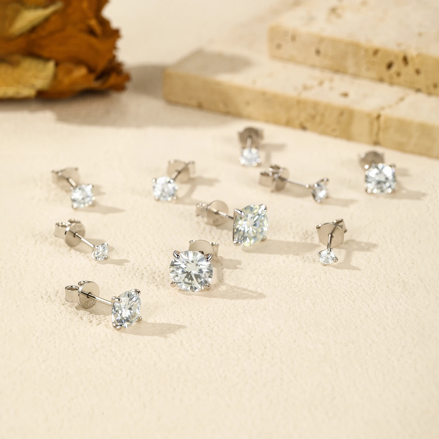 Pendientes MODIAN de moissanita de Color D de 5 tamaños, pendientes de tuerca de lujo brillantes de Plata de Ley 925 para mujer, joyería fina de boda