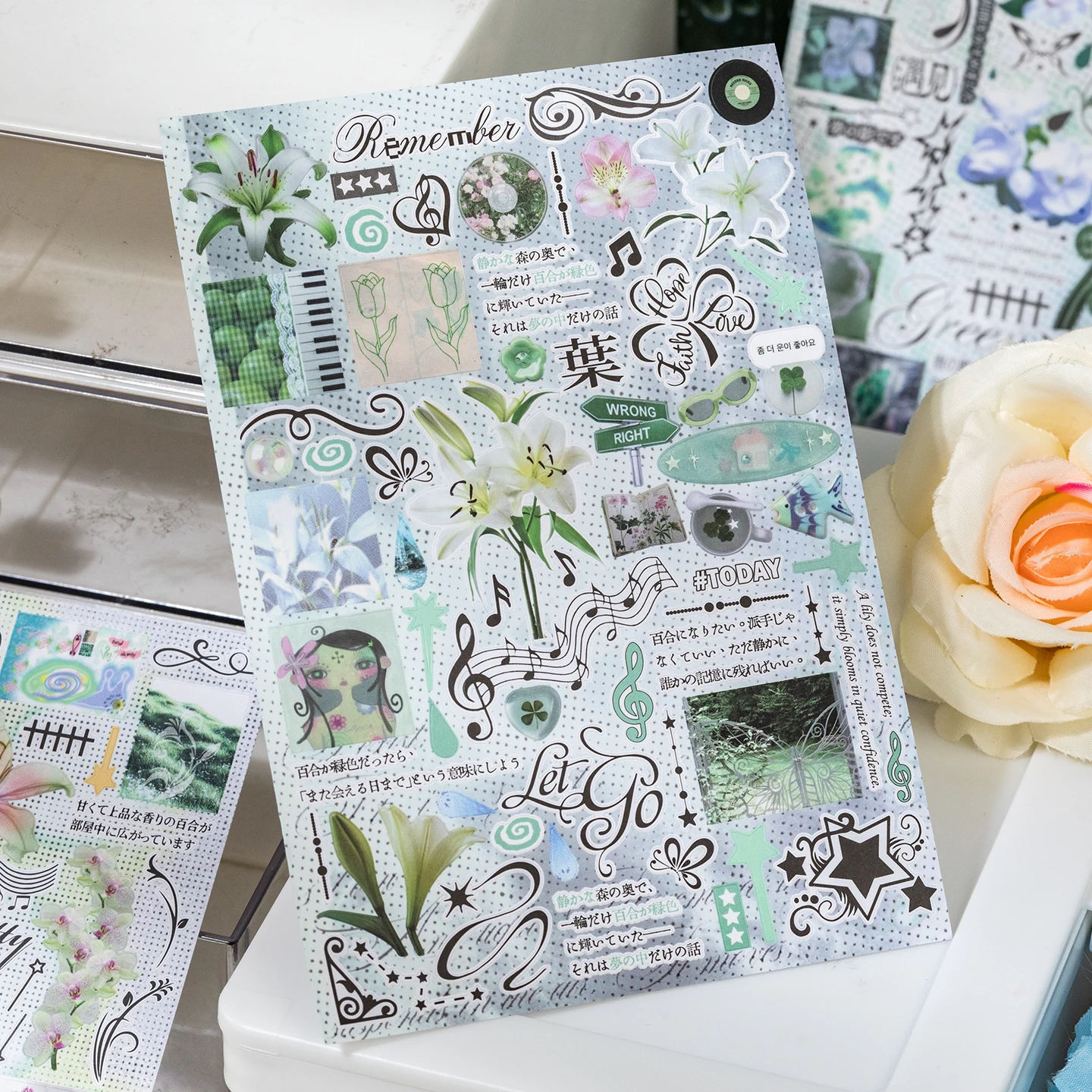 Libro de Pegatinas Kawaii Estilo Japonés Showa con Brillo, para Decoración DIY, Álbumes de Recortes, Diarios y Papelería