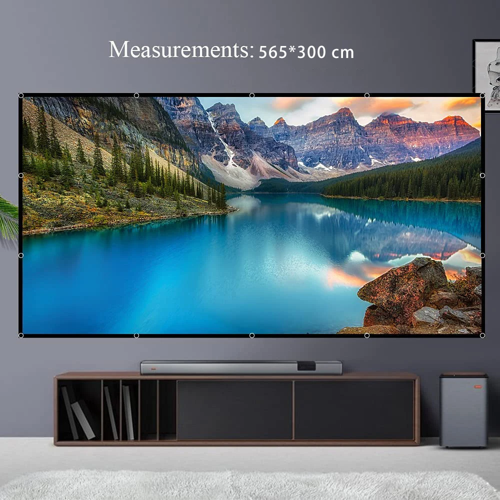 Veidadz-Pantalla de proyector portátil, pantalla plegable de 250 pulgadas, suave, de alta densidad, blanca, sin arrugas, para interior y exterior, películas