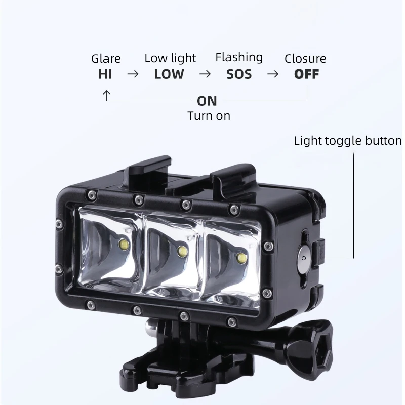 Luz LED de relleno impermeable para buceo, luz nocturna subacuática para GoPro Hero 13 12 11 10 9 Insta360 SJCAM AKASO DJI Osmo, cámara de acción