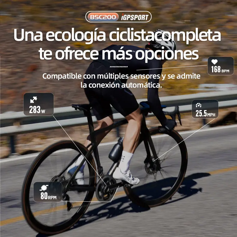 Ordenador inalámbrico para bicicleta, GPS IGPSPORT-ordenador inalámbrico BSC200 bsc 200 para bicicleta, velocímetro con GPS, odómetro,  pulgadas, ANT + APP, sincronización de pendiente, altitud Español Lengua española