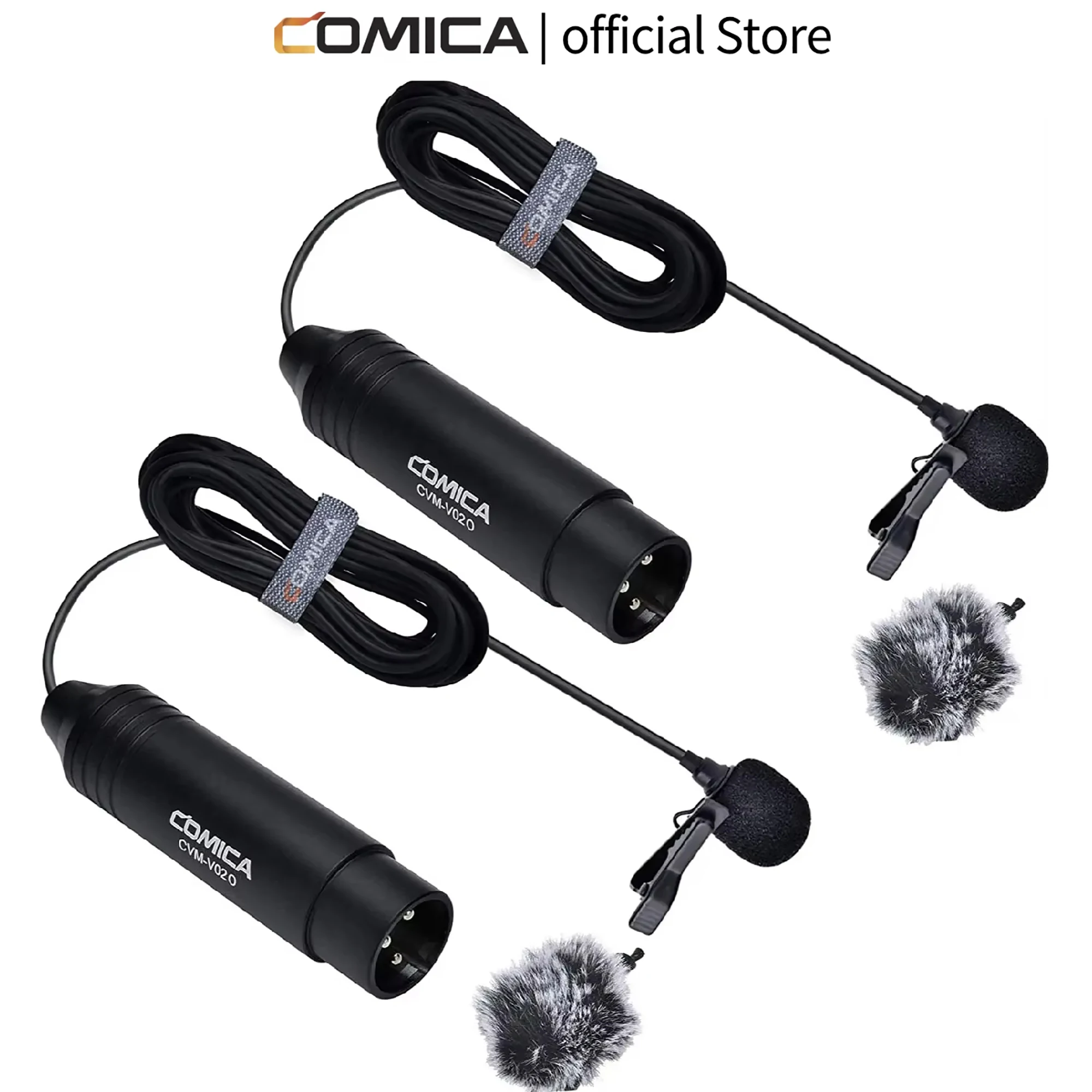 Micrófono de Solapa COMICA XLR, Comica CVM-V02O, Micrófono Omnidireccional de 3 Pines para Videocámaras Canon, Sony y Panasonic