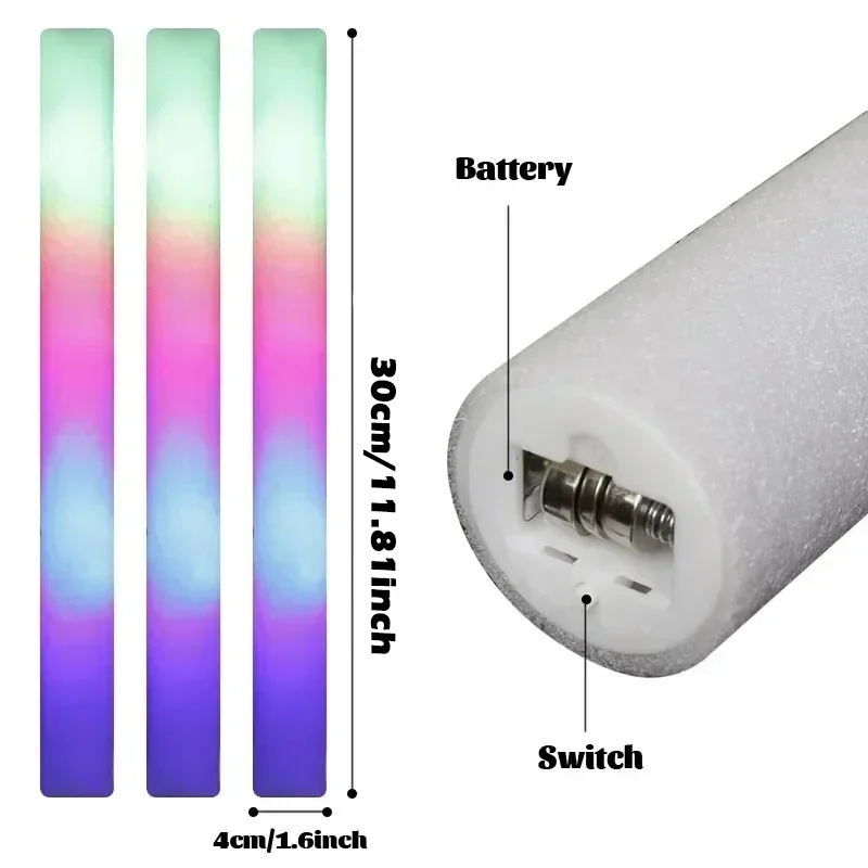 1-50 Uds. Barras luminosas LED a granel coloridas RGB, barra de espuma brillante, tubo de animación, luz oscura para conciertos, fiesta de cumpleaños y boda