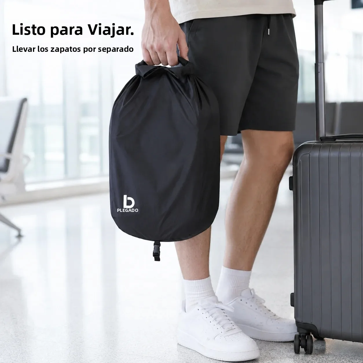 Bolsa de nailon para zapatos, mochila ligera portátil, bolsa de almacenamiento externa para zapatos, soporte plegable para viajes, gimnasio, senderismo y exteriores