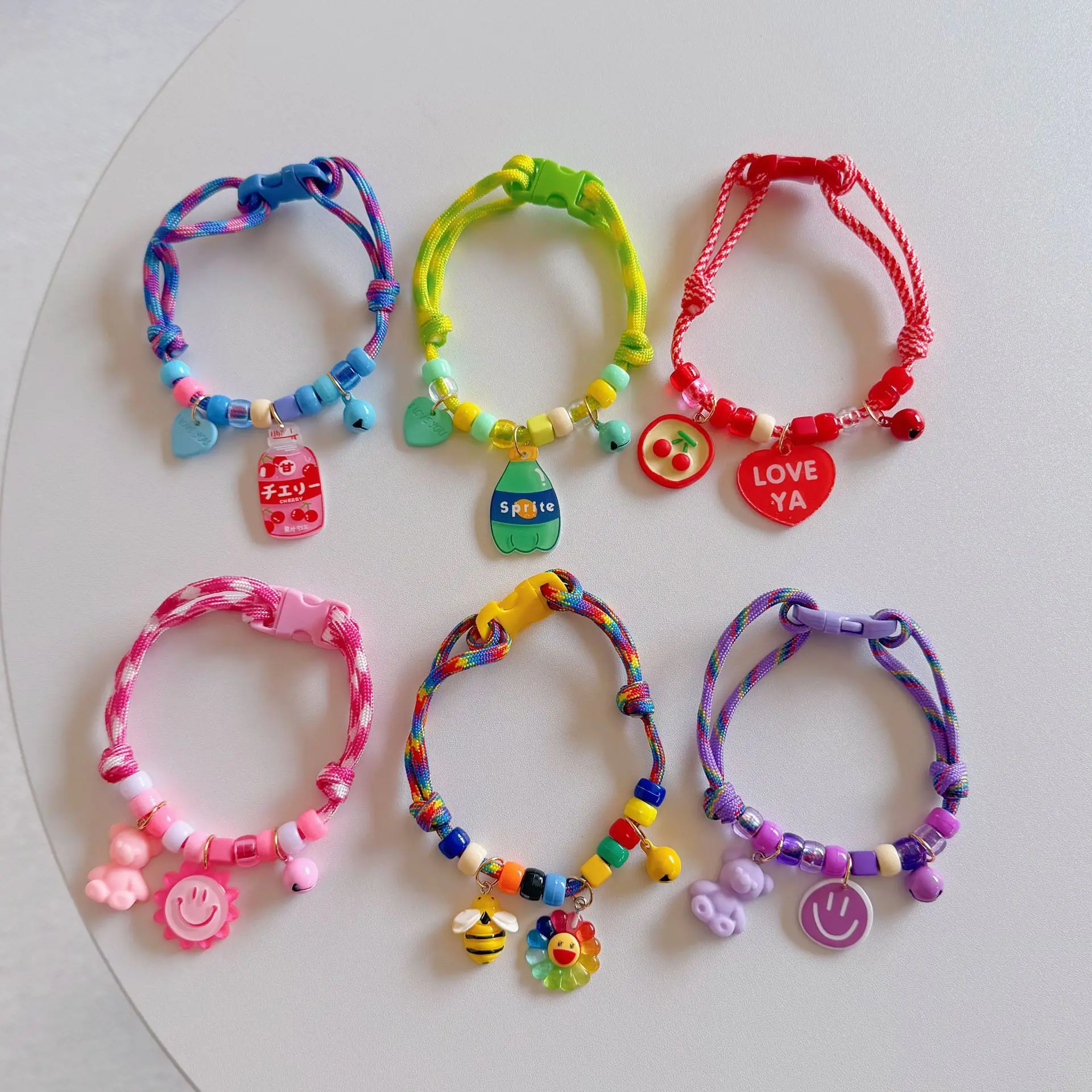 Collar para perro y gato, tejido contrastante de Color, frescura de verano, Collar ajustable con cara sonriente de amor, Collar separable para gato