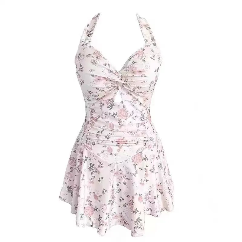 Traje de baño para mujer, Color sólido, adelgazante, vestido de una pieza, estilo conservador, ajuste de cintura, traje de baño adelgazante para vacaciones