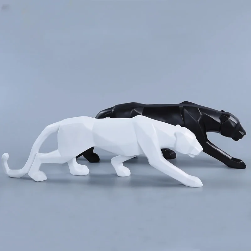 Estatua de pantera para decoración del hogar, estatuilla de Animal, escultura de leopardo de resina de estilo geométrico abstracto, artesanías de decoración de escritorio para el hogar y la Oficina