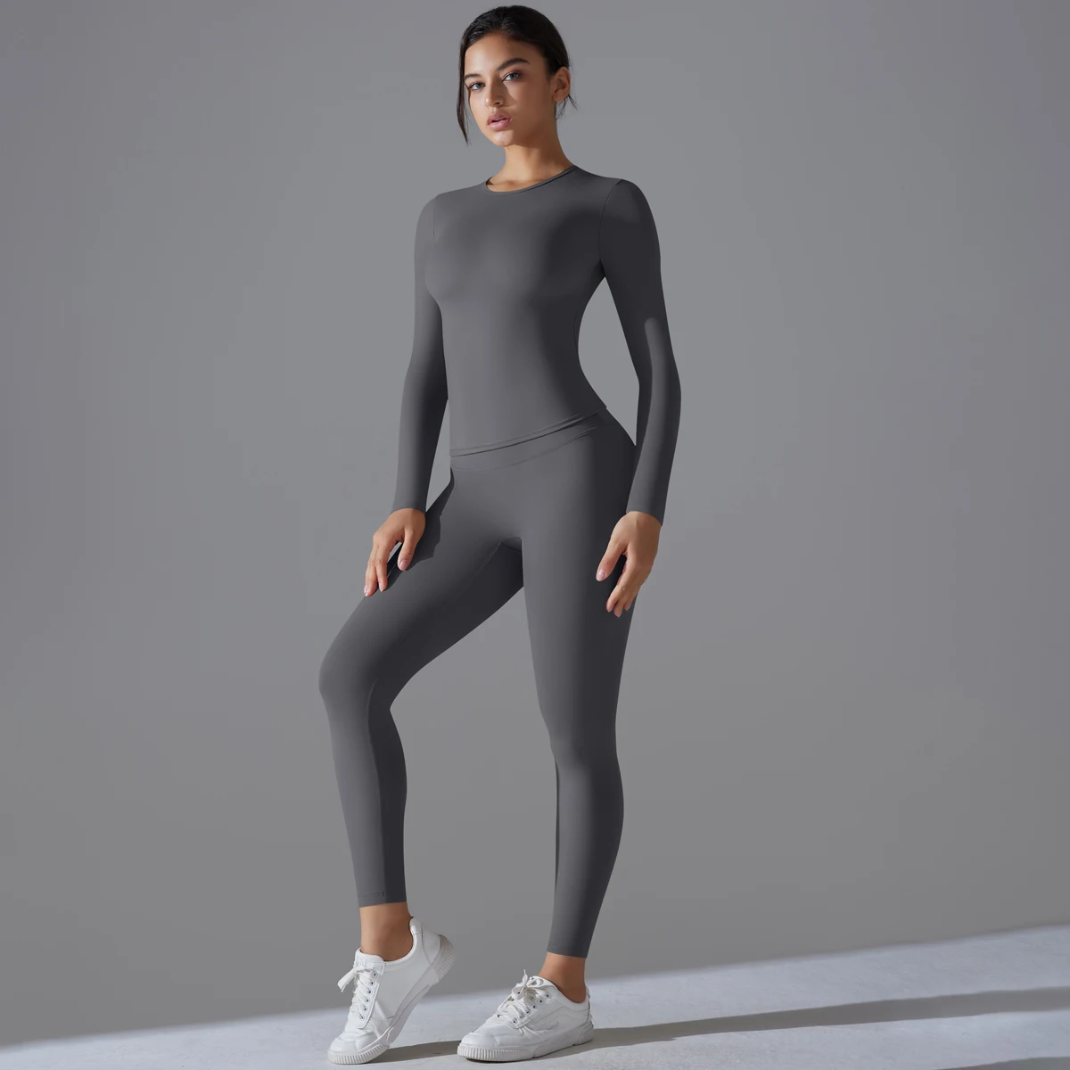 Traje de Yoga, conjunto deportivo con mangas, transpirable, elástico, para gimnasio, Yoga, ajustado, Fitness, Top activo, transpirable, Control de barriga, mallas adelgazantes