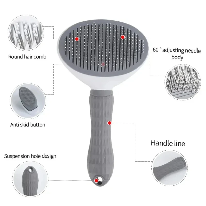 Cepillo para perros y gatos, peine autolimpiante para quitar el pelo de mascotas, herramientas de aseo para perros y gatos, peine para desmastar mascotas, accesorios para perros