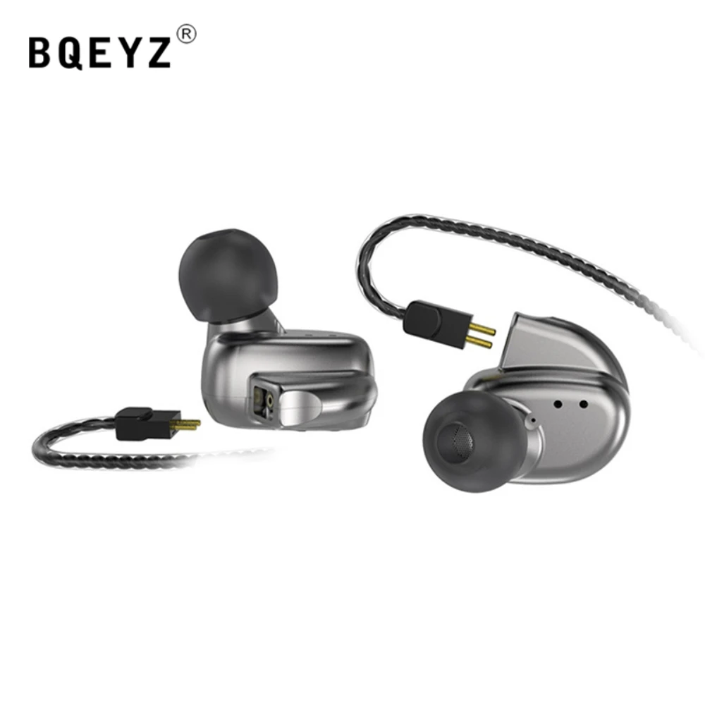 BQEYZ-auriculares HIFI KC2 IEMs, audífonos con Cable para juegos, monitores de DJ de graves 2DD + 2BA, música audiófilo desmontable, Cable de micrófono de enchufe de 3,5mm