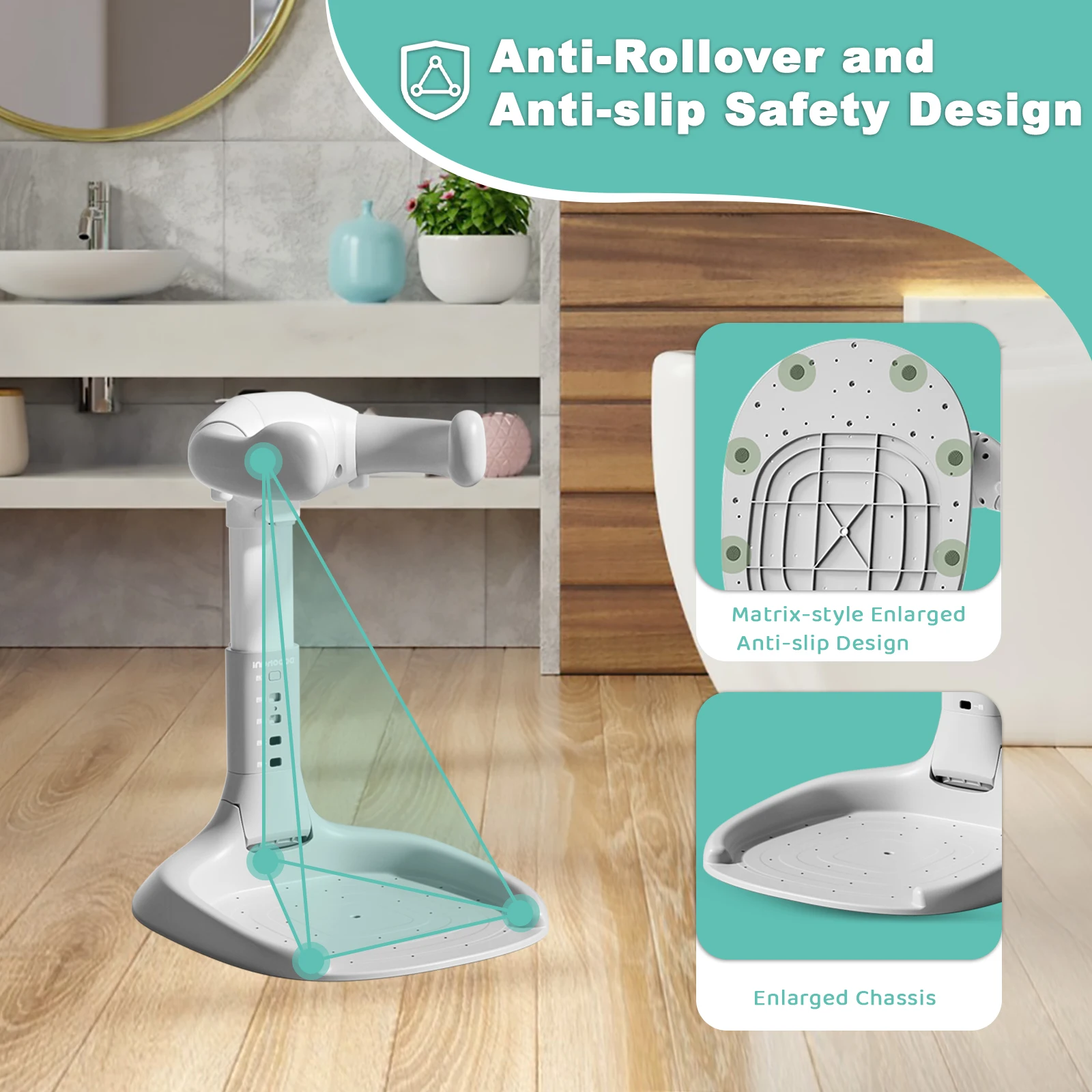 Soporte de baño plegable para bebé, soporte de baño para bebé portátil y ajustable para baño de pie para niños de 6 a 24 meses, con base antideslizante