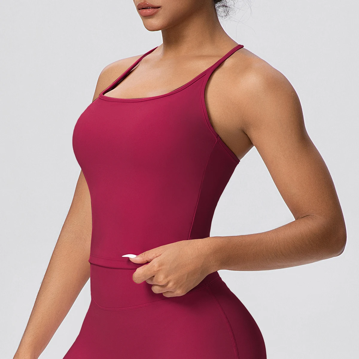 Chaleco de Yoga para mujer de 1 pieza con almohadilla para el pecho, Top de entrenamiento transpirable de verano, chaleco sin espalda en forma de I, chaleco deportivo para gimnasio, correr y Yoga