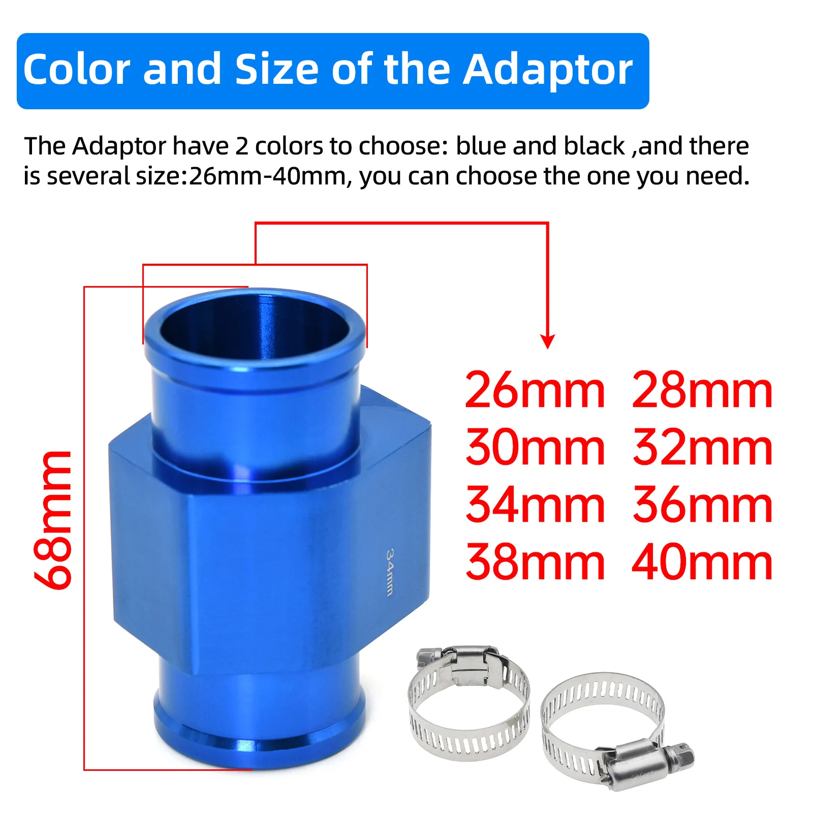 Medidor Digital de temperatura del agua de 12V y 24V + Sensor de temperatura del agua de voltios, cabezal de enchufe, Sensor de tubo de junta, adaptador de manguera de radiador 1/8NPT