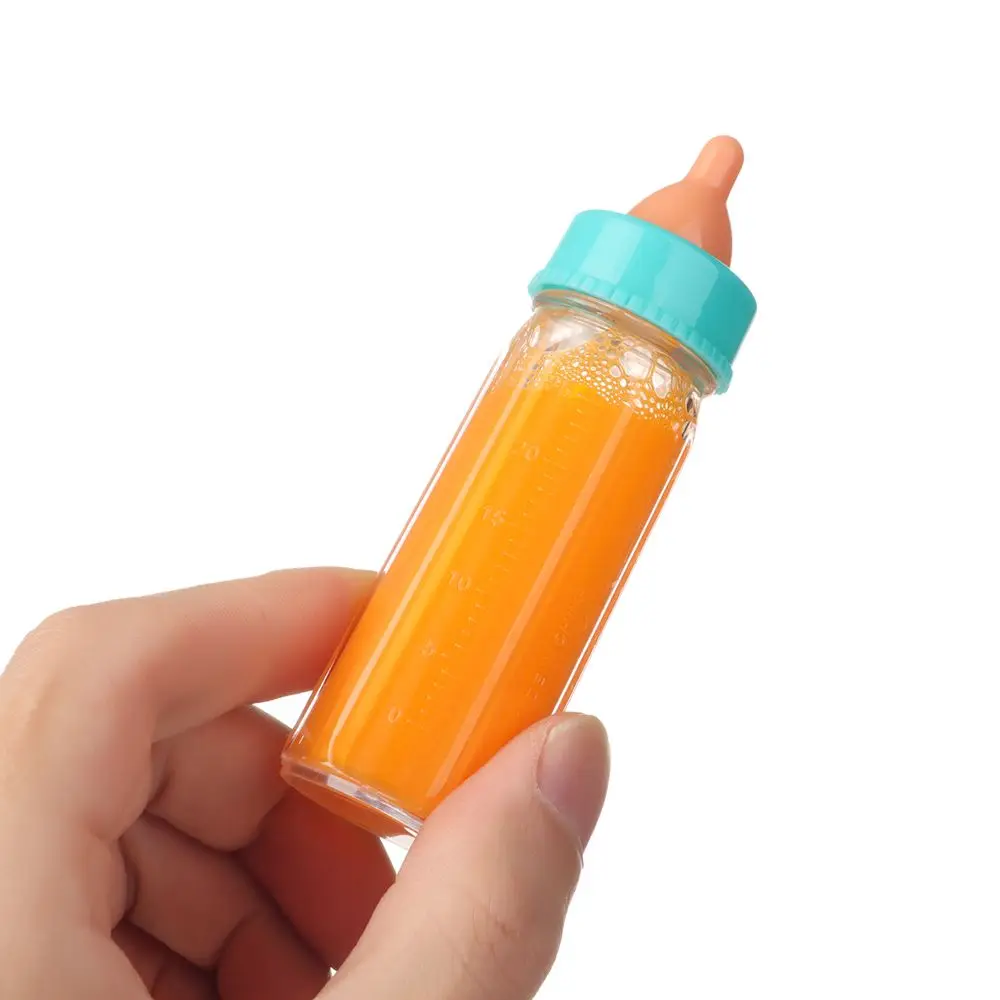 Muñeca de 18 pulgadas, botellas mágicas de jugo de leche con chupete, Baberos aptos para muñecas recién nacidas, botella de plástico para pezones, juguetes para casa de muñecas Reborn