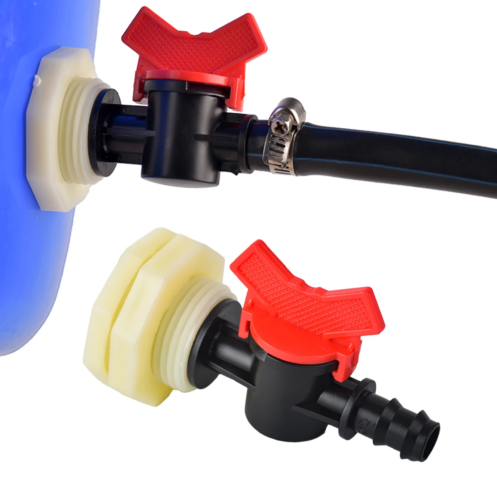 Juntas adaptadoras de válvula de mamparo de barril de lluvia de PVC de 3/4 pulgadas, conectores de drenaje de tanque de agua, junta de manguera de riego de jardín
