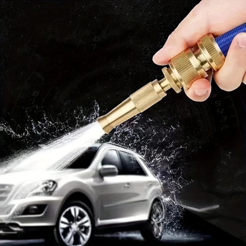 Pistola de agua para manguera de lavado de coches, boquilla de manguera ajustable de latón, pistola de alta presión para limpieza de automóviles, pistola recta de cobre, riego de jardín