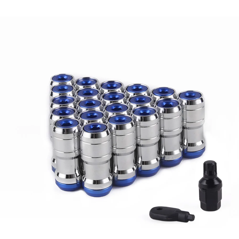 Volk Racing-ruedas de acero con fórmula heptágono oculta, tuercas de bloqueo, llanta de bellota, extremo cerrado M12x1,25 M12x1,5, azul ardiente, 20 unids/set