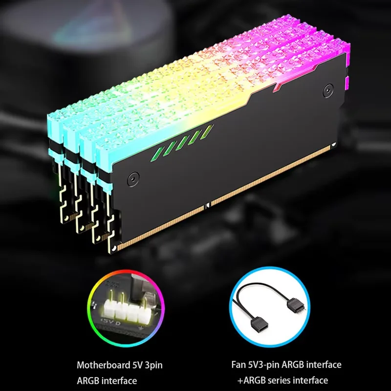 Disipador de calor de memoria de PC RM-1 Chaleco de enfriamiento de RAM 5V-3PIN ARGB RAM Disipador de calor Aura Sync para memoria de computadora de escritorio DDR3 DDR4 DDR5 DDR2