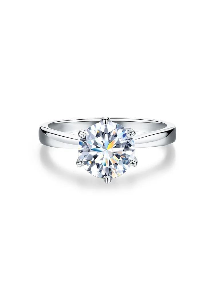    Anillo de diamante de moissanita Real redondo Simple GRA 0,5-1ct para mujer Plata de Ley 925 boda preciosa joyería fina de alta calidad