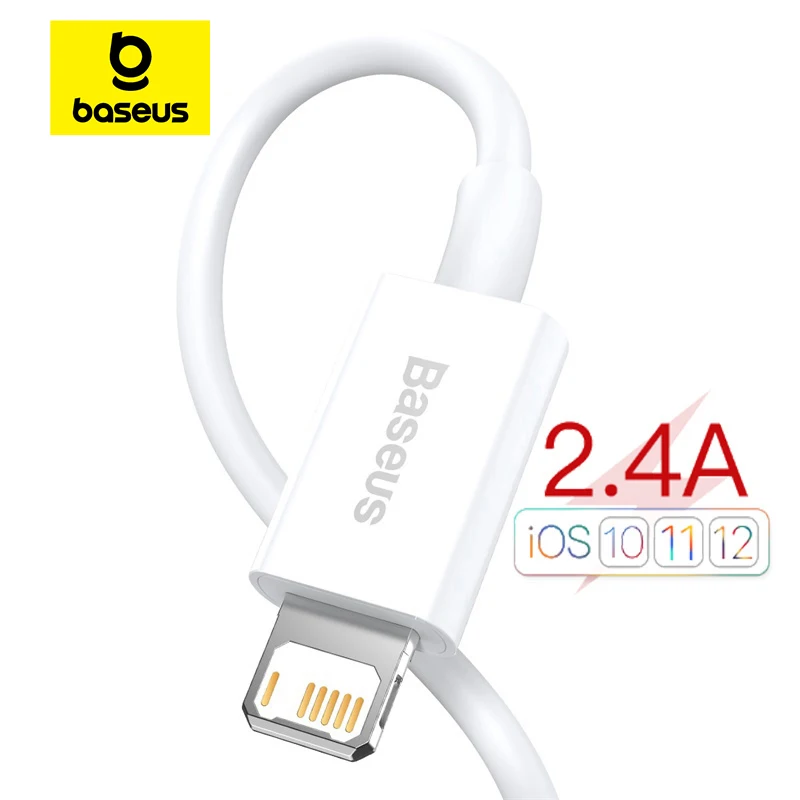 Cable USB Baseus para iPhone Cable 11 12 Pro Max Xs Xr X SE 8 7 6 Plus 6s Cable de datos Cable de cargador rápido para iPad Air mini 4