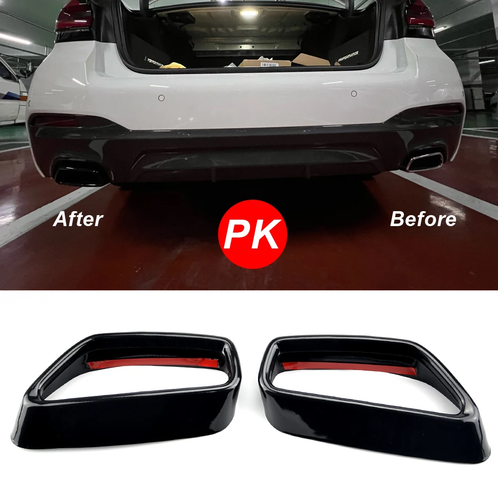 Para BMW 5 Series G30 G31 2018-2021 cubierta de tubo de escape de coche negro de acero inoxidable pegatinas modificación Exterior accesorios de coche