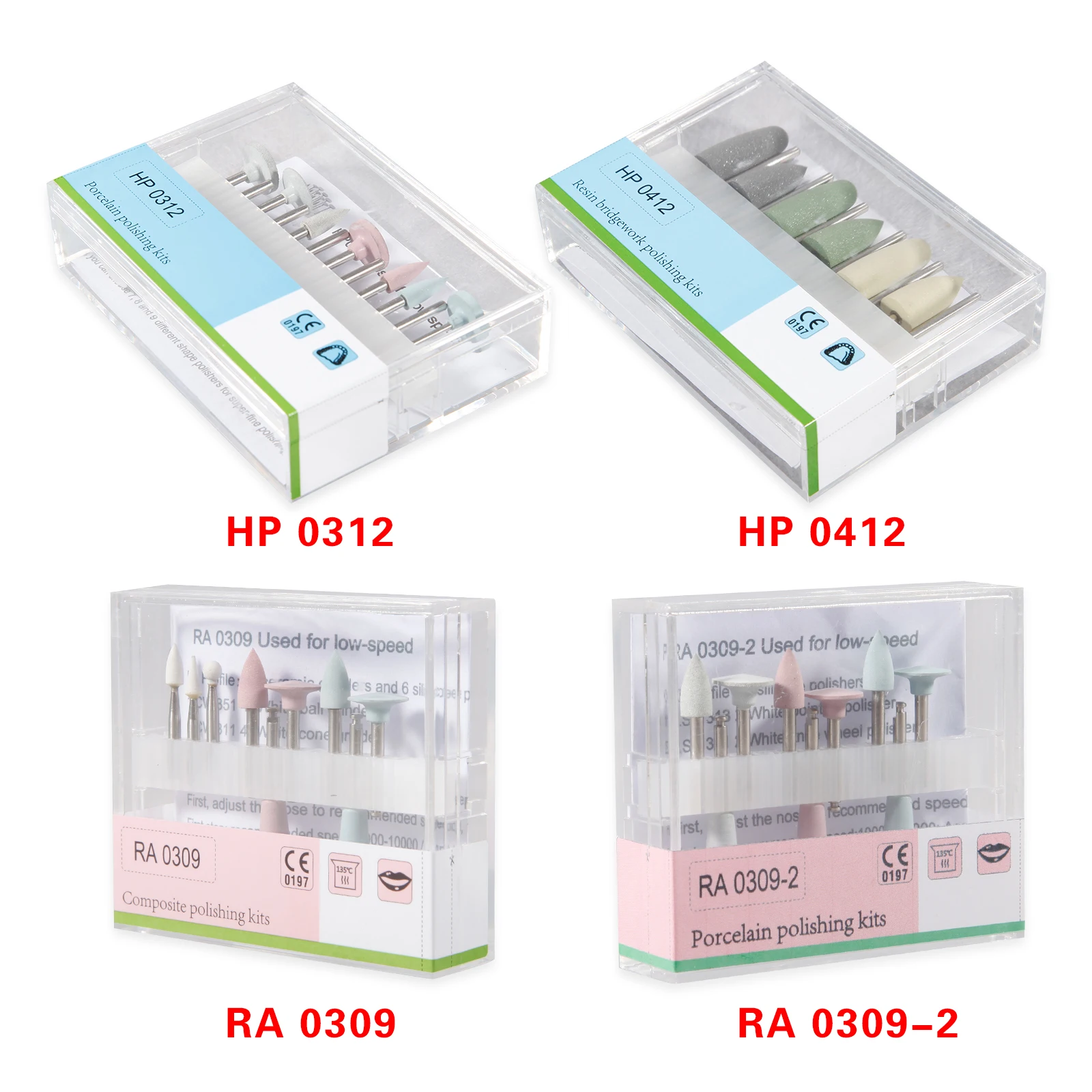 Kit de pulido compuesto para laboratorio Dental, brocas RA /HP de 2,35 MM, FG, 1,6mm, FL2/CN1/RD1, pulidor de dientes mezclados, herramientas dentales