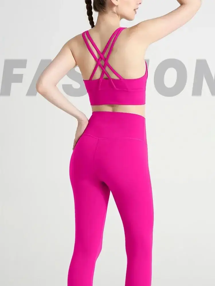 Ropa de Yoga de 2 piezas para mujer, chándal de secado rápido, traje de Fitness transpirable, ropa deportiva, Sujetador deportivo, mallas, novedad de 2024