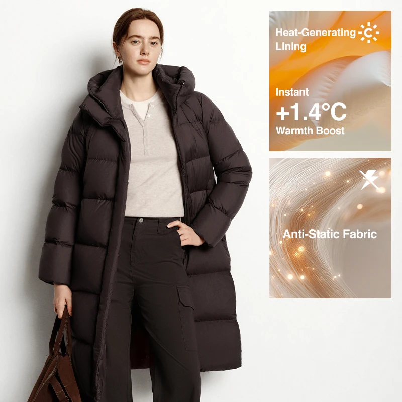 Chaqueta de Plumón Semir para Mujer, Larga, 90% Plumón de Pato, Impermeable, Resistente a Manchas y Aceite, Nueva Colección 2026, con Capucha, Ropa de Invierno para Mujer