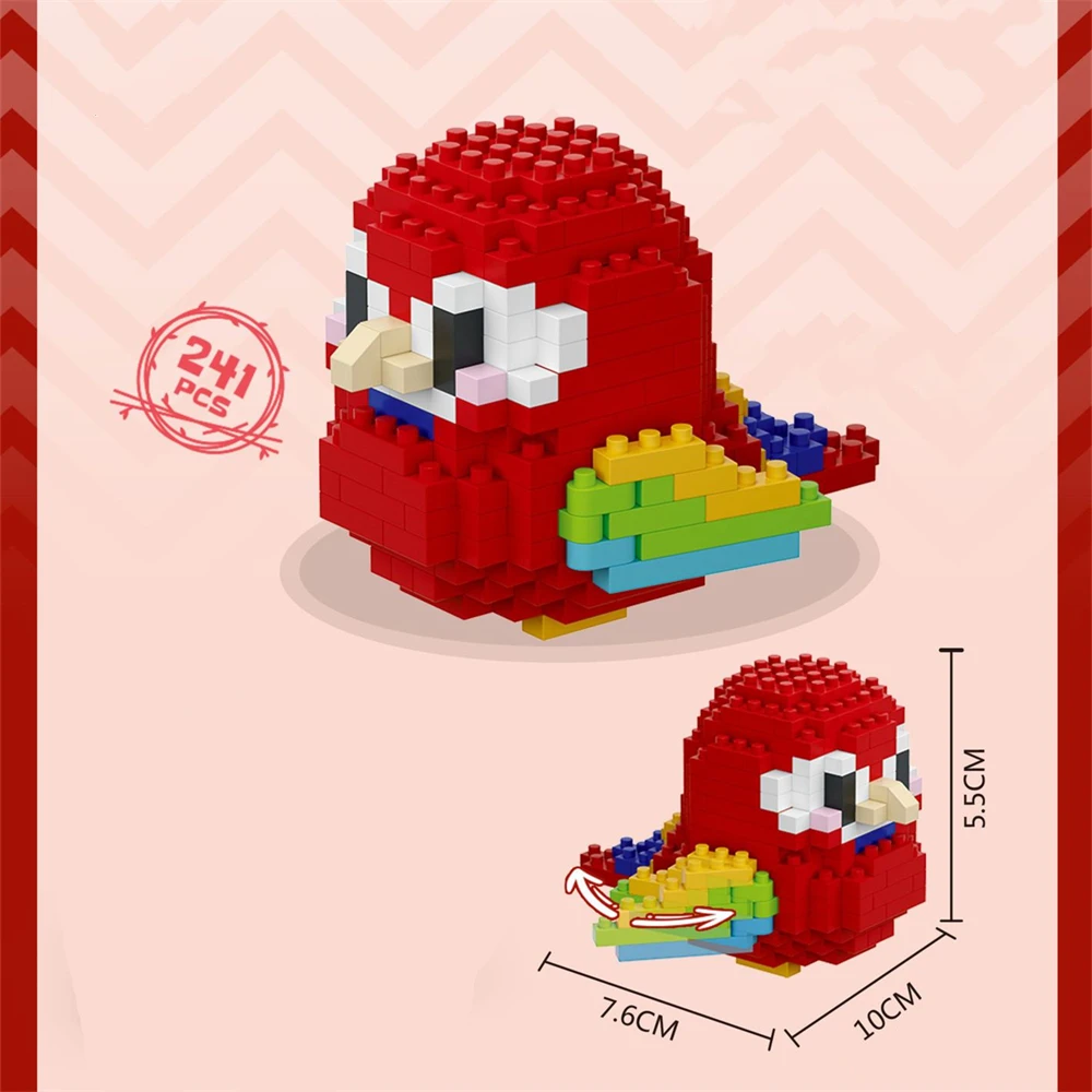 Juego de bloques de construcción pequeños de pájaro bonito Kawaii, juguetes educativos creativos de construcción para niños y niñas, juguetes adecuados para decorar