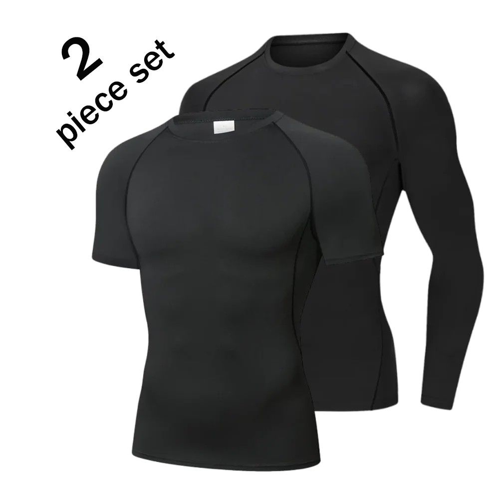 Camiseta deportiva de compresión para hombre, camiseta de manga corta para entrenamiento y Fitness, camisetas deportivas para correr de secado rápido, 2 uds.