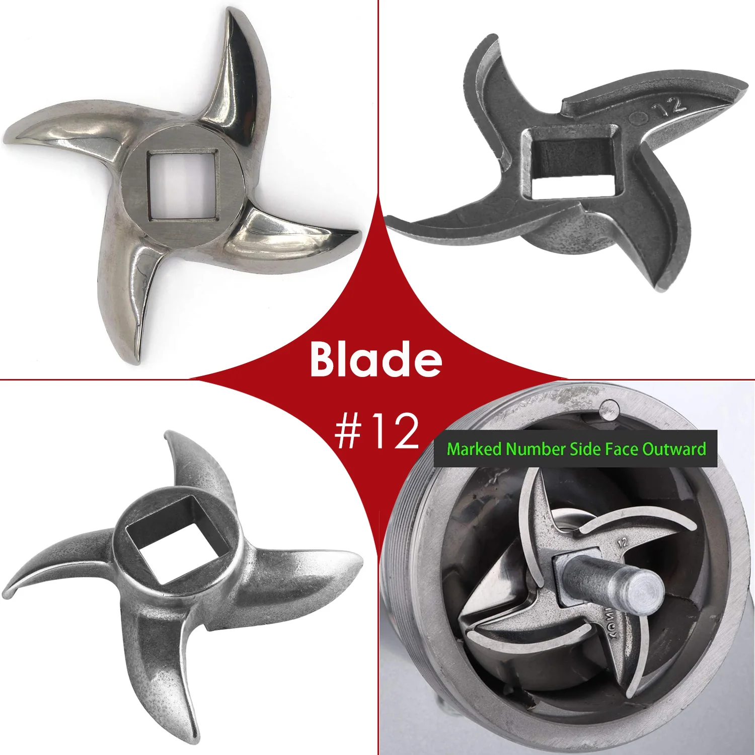 1/2 piezas # 12 accesorios para picadoras de carne, cuchillas de acero inoxidable, discos para picadoras, repuesto para # 12 Molinillos