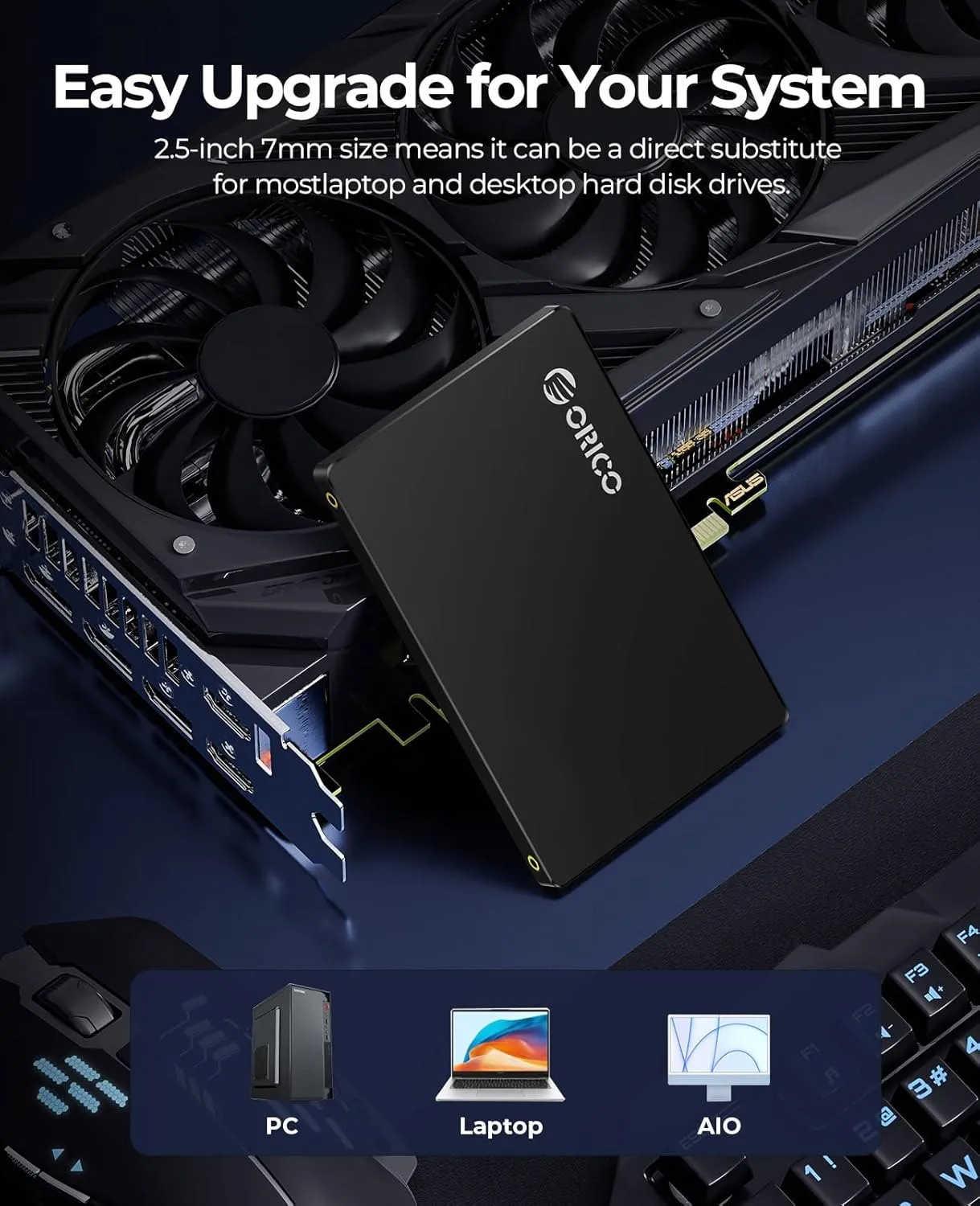 ORICO 1TB SATA SSD 2,5 pulgadas unidad interna de estado sólido hasta 500 MB/s SATA III 6Gbps ordenador portátil de escritorio NAS unidad externa DIY Y20