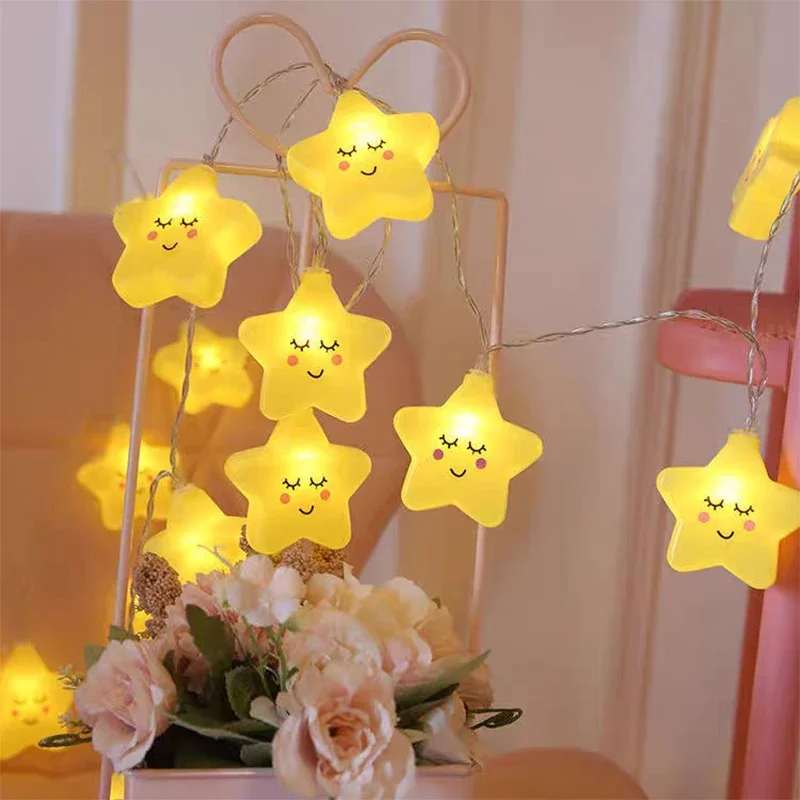 Guirnalda de luces LED con forma de estrella, lámpara alimentada por USB/batería para sala de estar, jardín al aire libre, Camping, boda, decoración para fiesta de Navidad