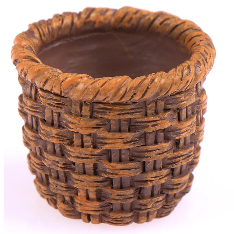 Mini cesta de mimbre tejida a mano para casa de muñecas, bonita cesta de almacenamiento de alimentos vegetales, decoración en miniatura, 1/12