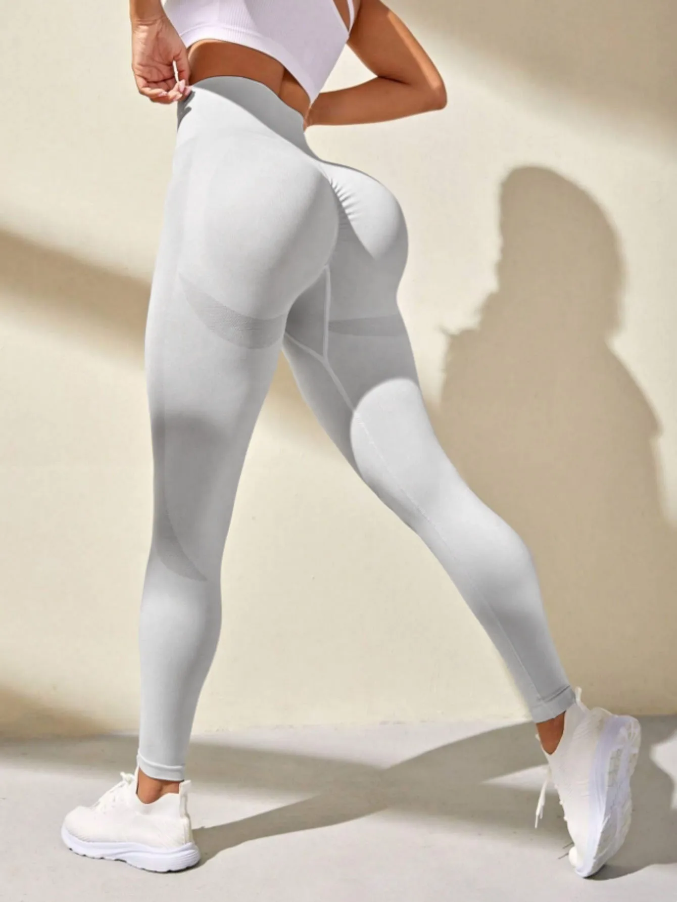 Pantalones de Yoga Sin Costuras Color Melocotón, Deportivos, de Cintura Alta y Efecto Levanta Glúteos, Pantalones Cortos de Fitness