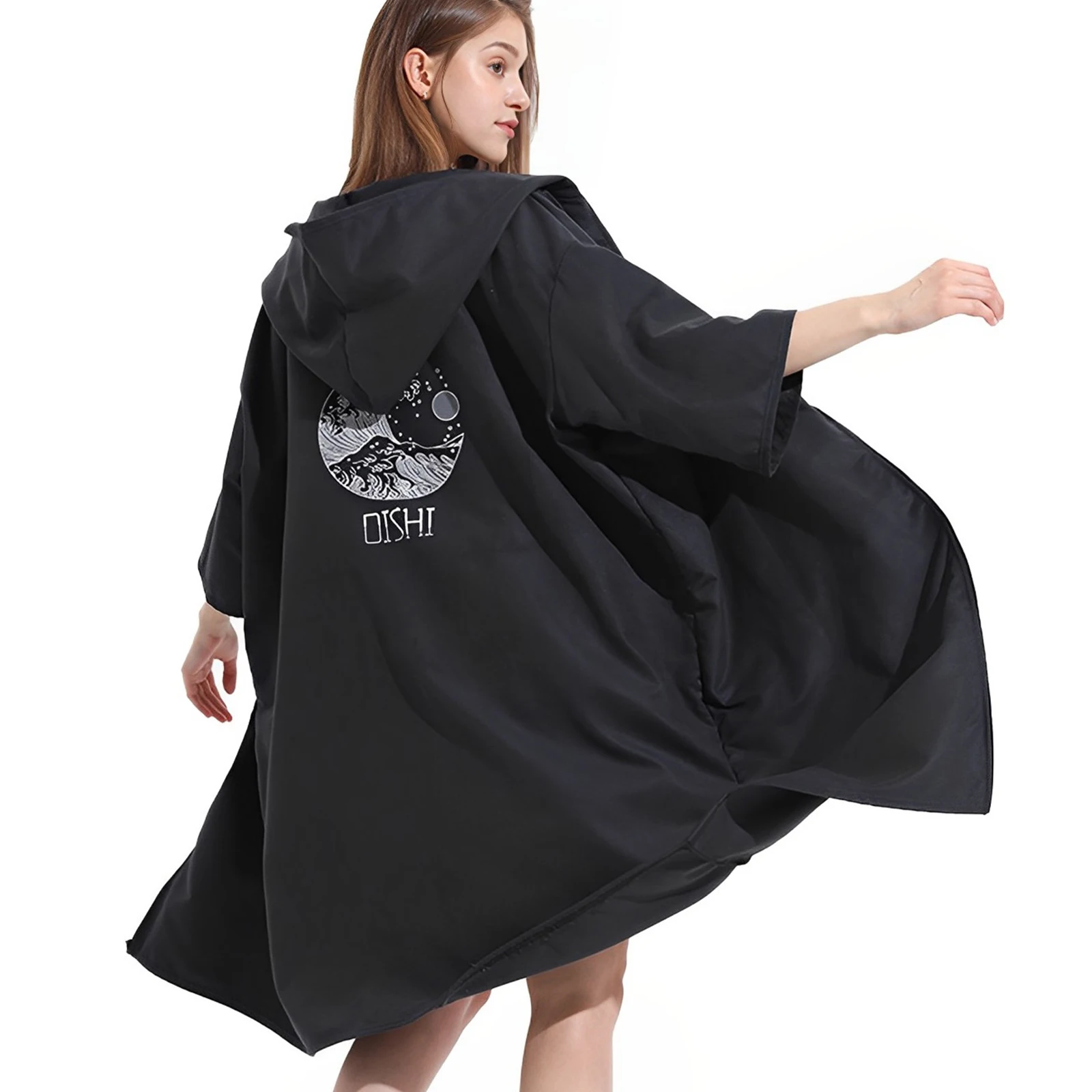 Bata cambiante con capucha, Poncho de toalla de microfibra con cremallera, Poncho de Surf de manga corta, bata de toalla cambiante de gran tamaño de secado rápido, nuevo