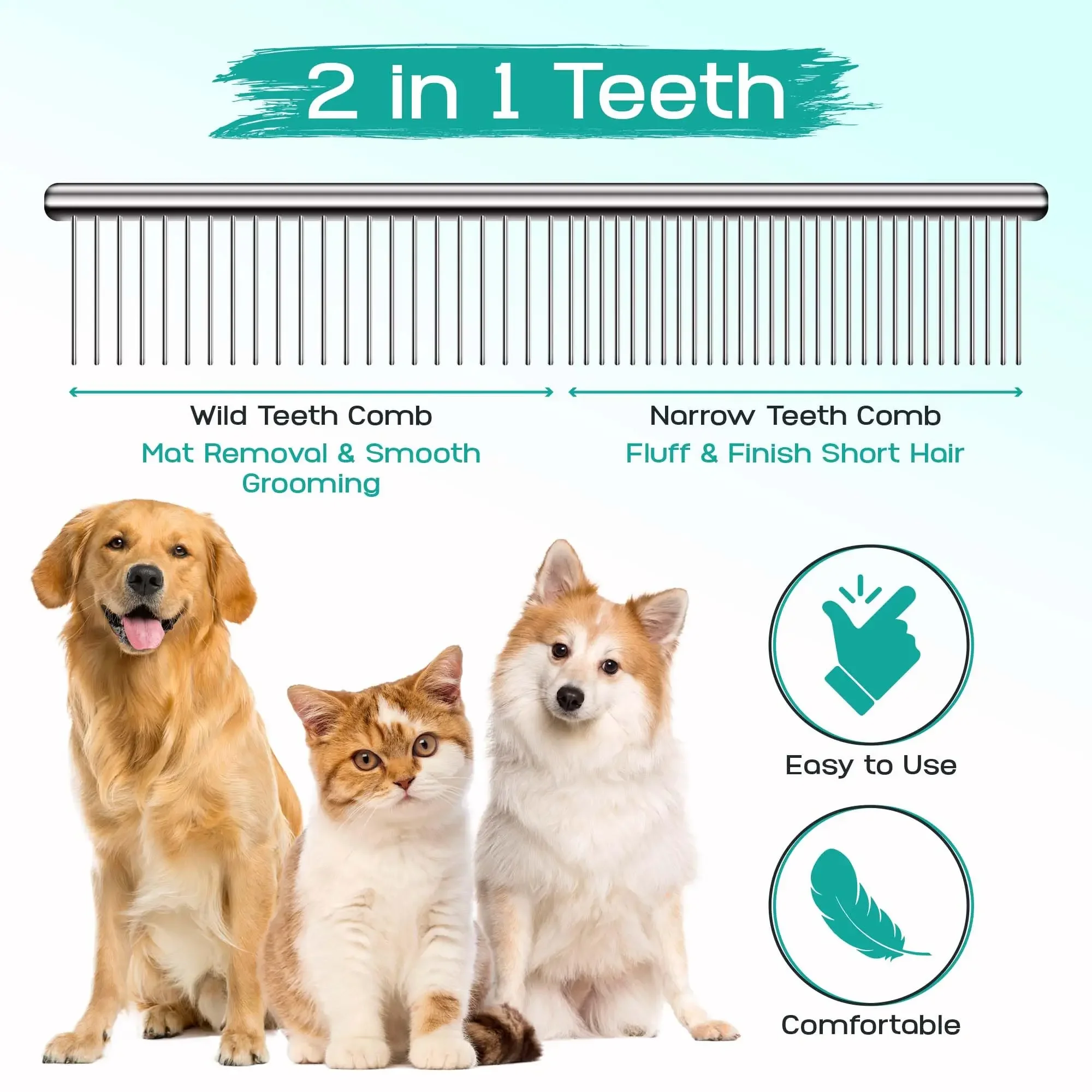Juego de tijeras profesionales 5 en 1 para el cuidado de perros, tijeras de adelgazamiento de pelo de perros y gatos de acero inoxidable con punta redonda de seguridad para mascotas