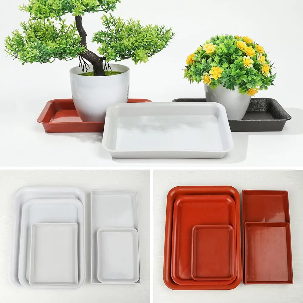 Platillos rectangulares de plástico para interior y exterior, bandejas de goteo para plantas, maceta, 1 unidad