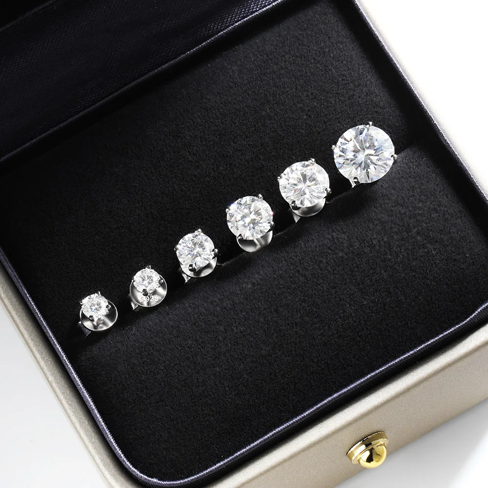 OEVAS Pendientes de cuatro puntas con moissanita de color D de 0,2 a 3 quilates para mujer, joyería de boda de Plata de Ley 100% 925 de alta calidad