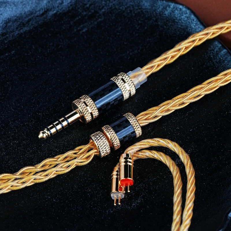 XINHS-Cable de actualización de auriculares chapado en oro de cobre de cristal único 7N, 8 núcleos, 3,5/2,5/4,4mm, MMCX/0,78, 2 pines para IEM Vesper Chu II SR5
