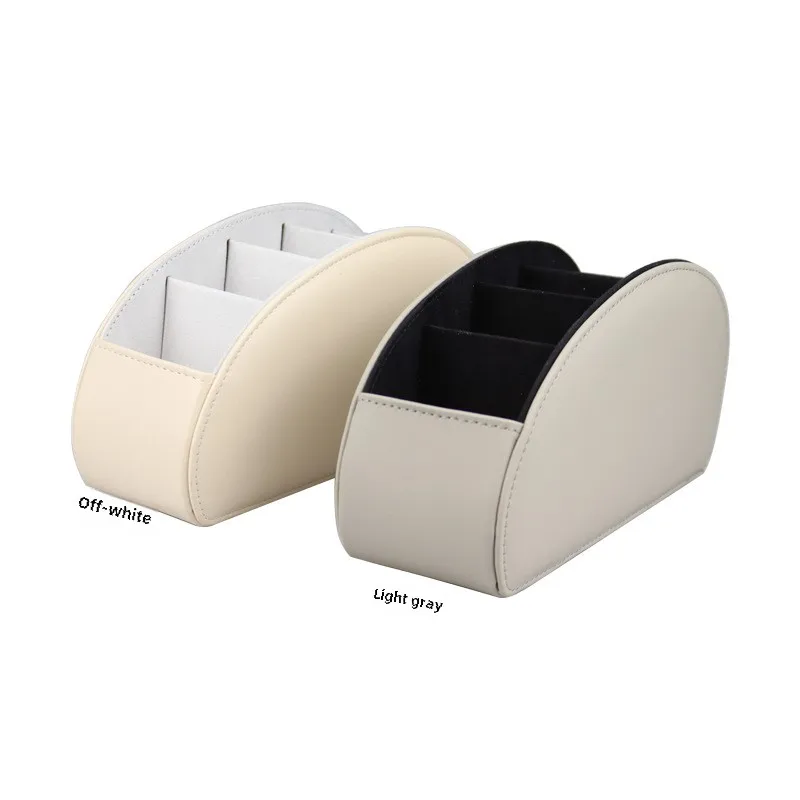 Organizador de cuero de 5 rejillas, soporte para teléfono y Tv con Control remoto, caja de almacenamiento de escritorio, cepillo de cosméticos