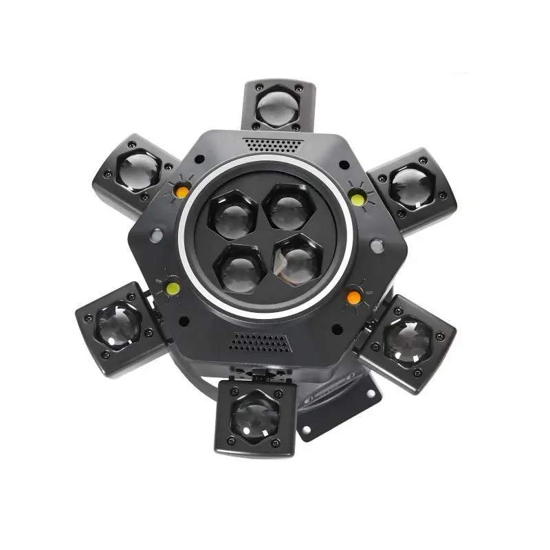 Luz Móvil de 6 Brazos y 150W con Efecto de Haz Láser y Estroboscópico, DMX, Rotación para Escenarios, DJ, Discotecas, Bares, Espectáculos, Luces LED de Haz de Color Completo