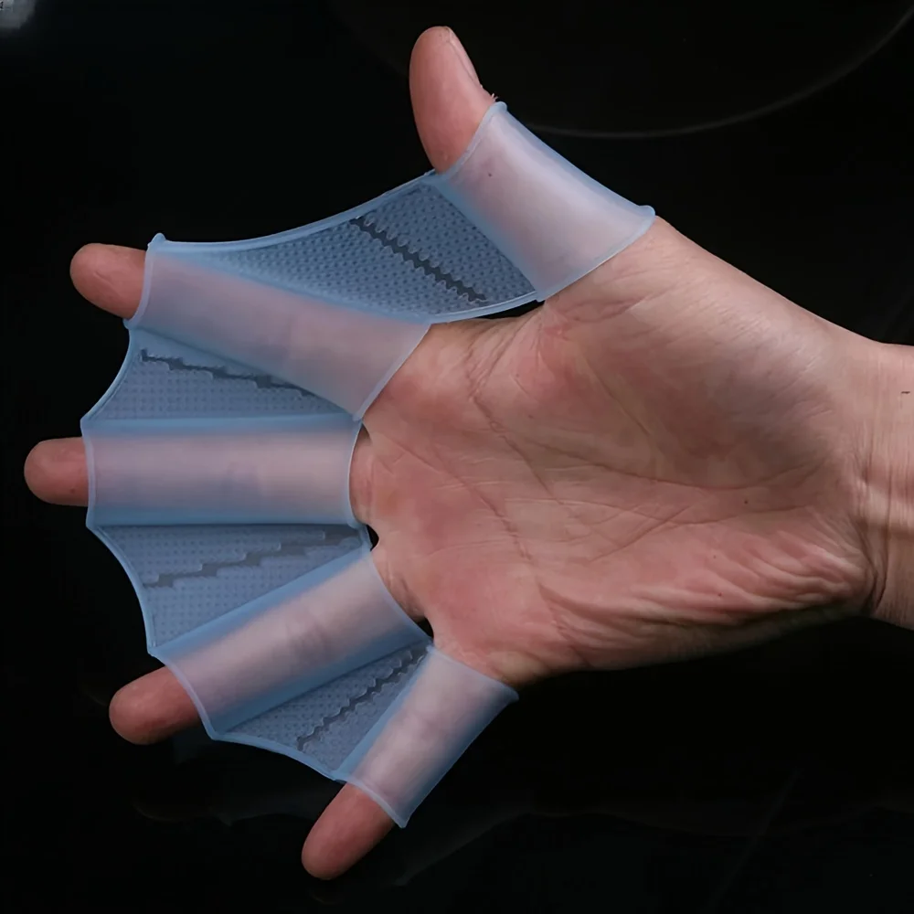 1 par de aletas de silicona para natación, guantes de natación con membrana para los dedos, para entrenamiento deportivo profesional en piscina