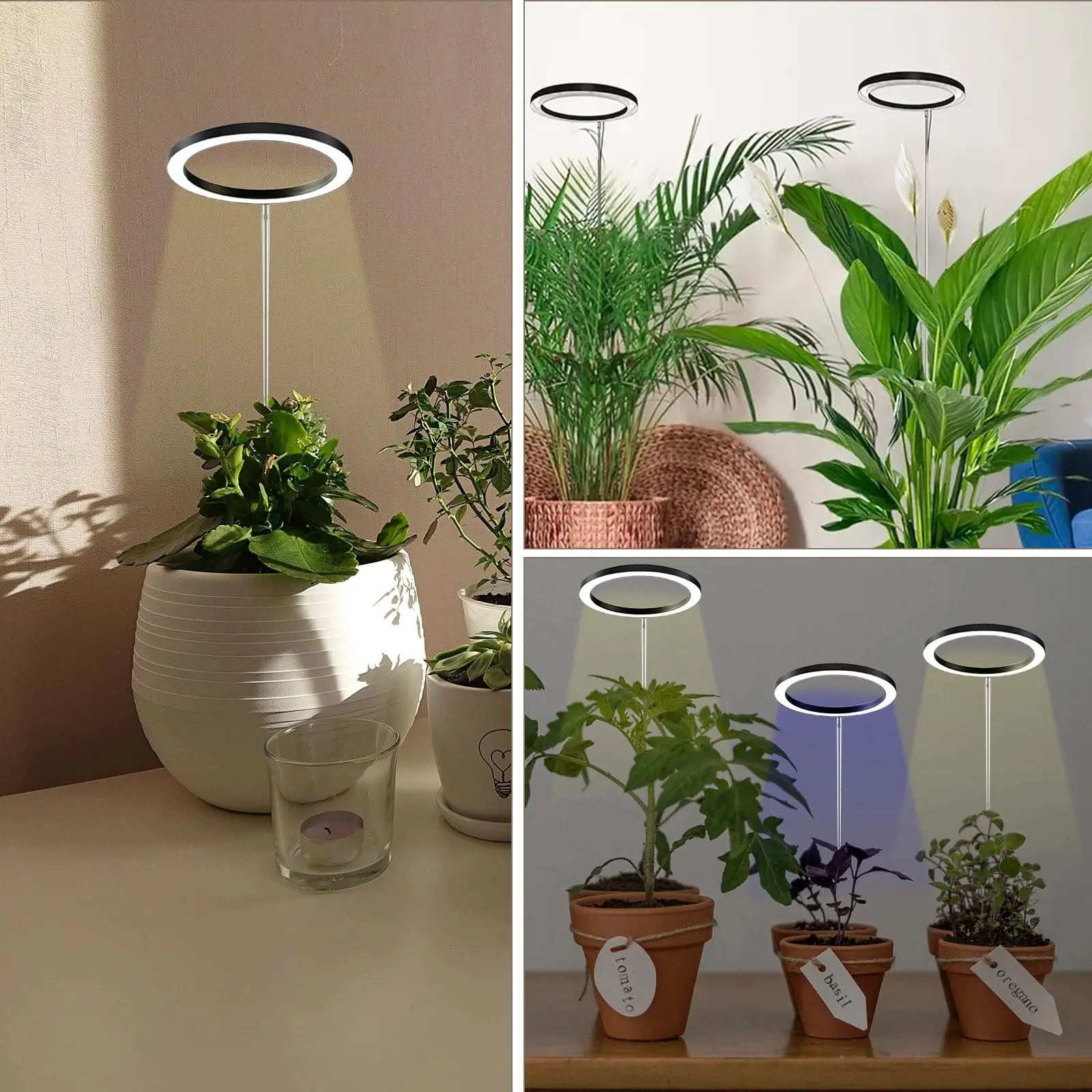Lámpara de Cultivo para Plantas, Altura Ajustable con Temporizador de Encendido/Apagado Automático 3H/9H/12H, 10 Niveles de Brillo Regulable, Ideal para Iluminación de Plantas en Escritorio o Hogar