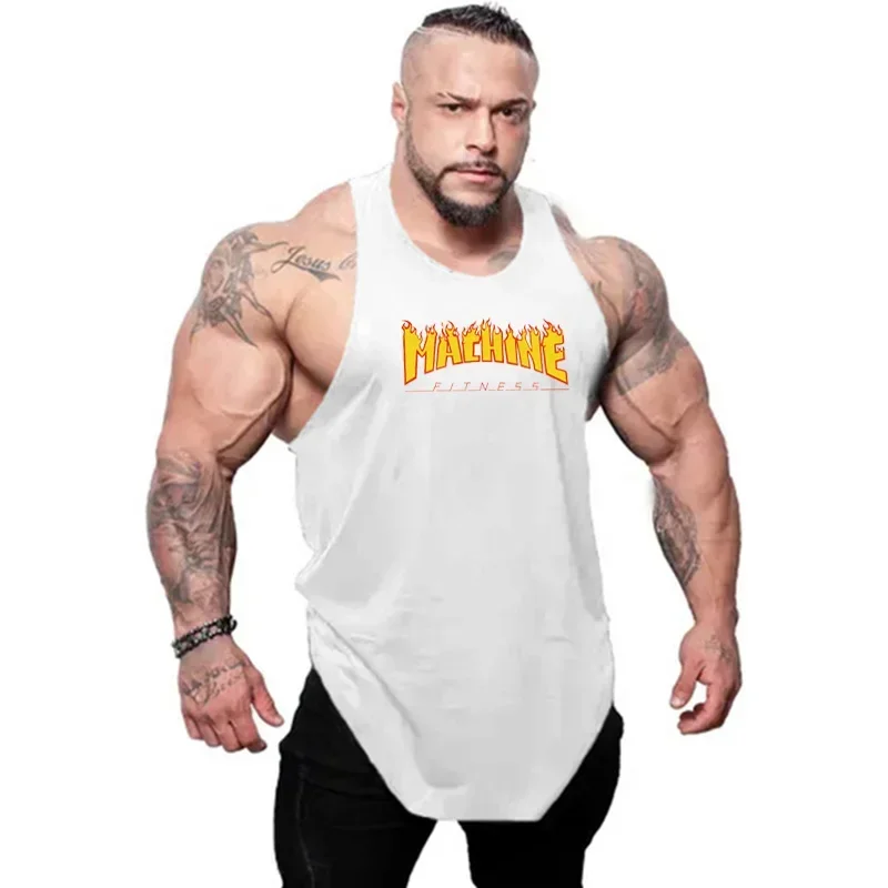 Camisetas musculosas de Fitness para hombre, camiseta holgada informal de Hip Hop sin mangas, ropa transpirable de algodón, camisetas sin mangas deportivas para culturismo y gimnasio