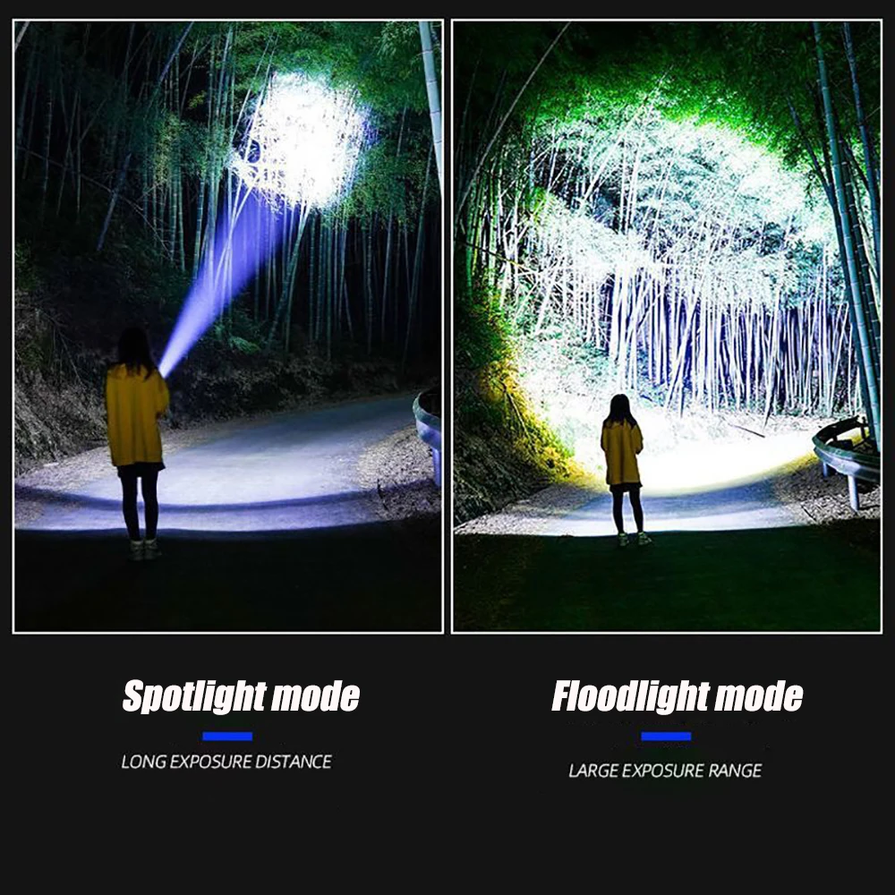 Luz de Flash con batería integrada de 1000W, focos de emergencia, 9km, 990000000LM, linternas Led más potentes, antorcha táctica de 15000mah