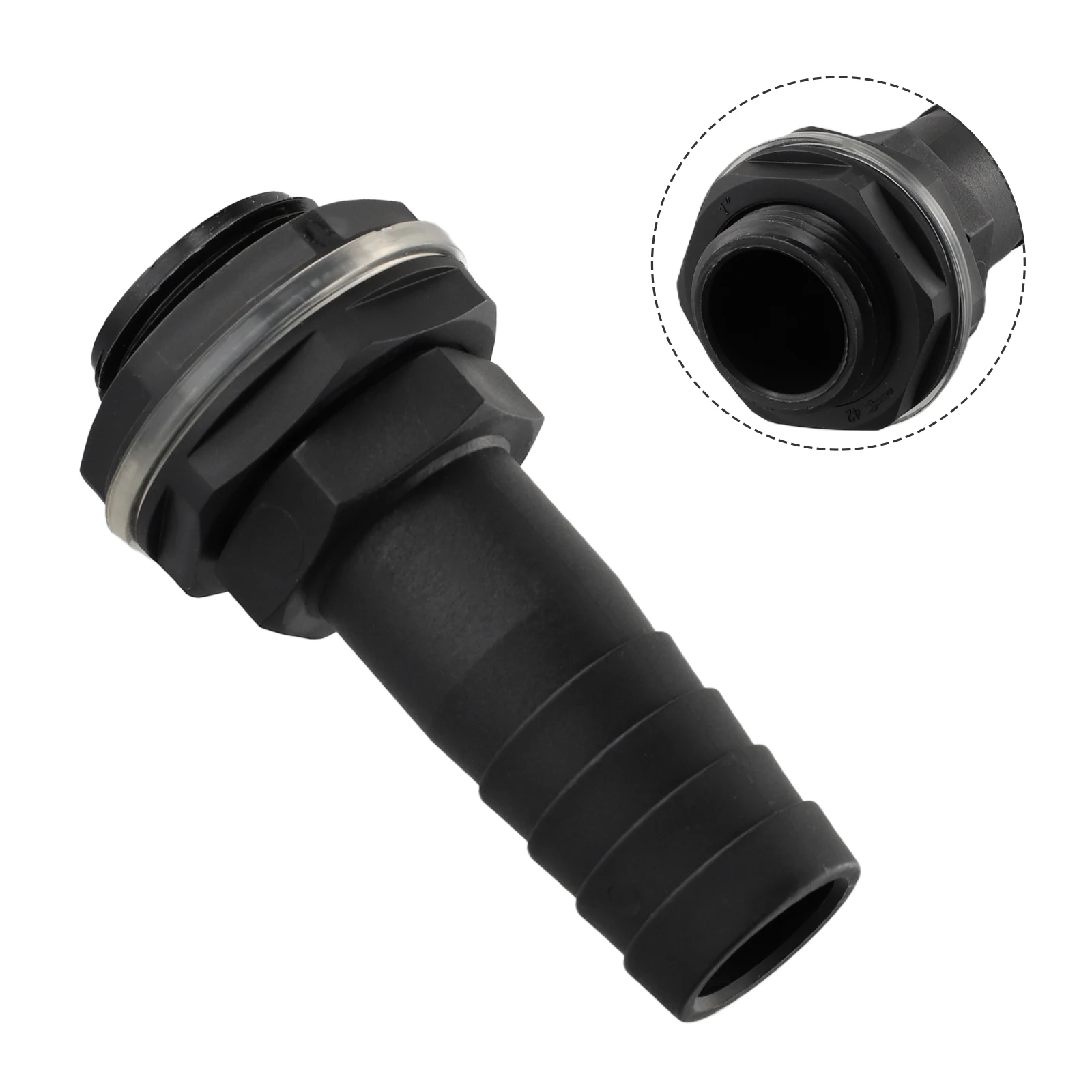 Conector de desbordamiento de tanque de agua de 1 pulgada con tuerca y arandela, se adapta a tubería de desbordamiento de 1 pulgada para tubería de jardín, sistema de riego por goteo