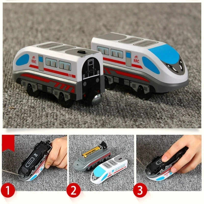 Juego de tren eléctrico RC, locomotora, tren magnético, juguete con ranura fundida, apto para marca, pistas ferroviarias de madera, juguetes para niños, regalos