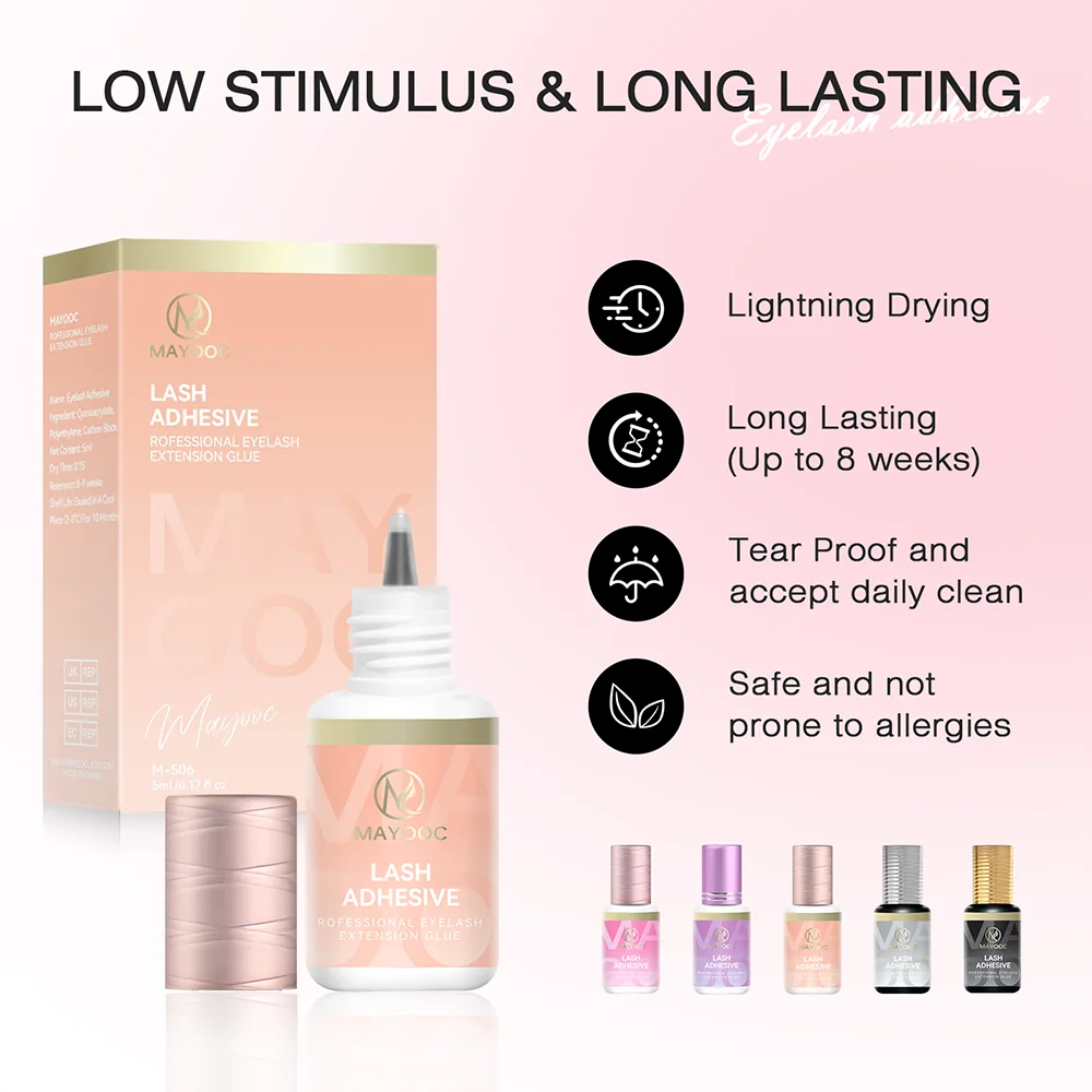 Pegamento para extensión de pestañas, 5/10 Uds., 0,3 segundos, secado rápido, pegamento para pestañas individuales, pegamento para ojos sensibles, pegamento para pestañas negras, logotipo personalizado gratis